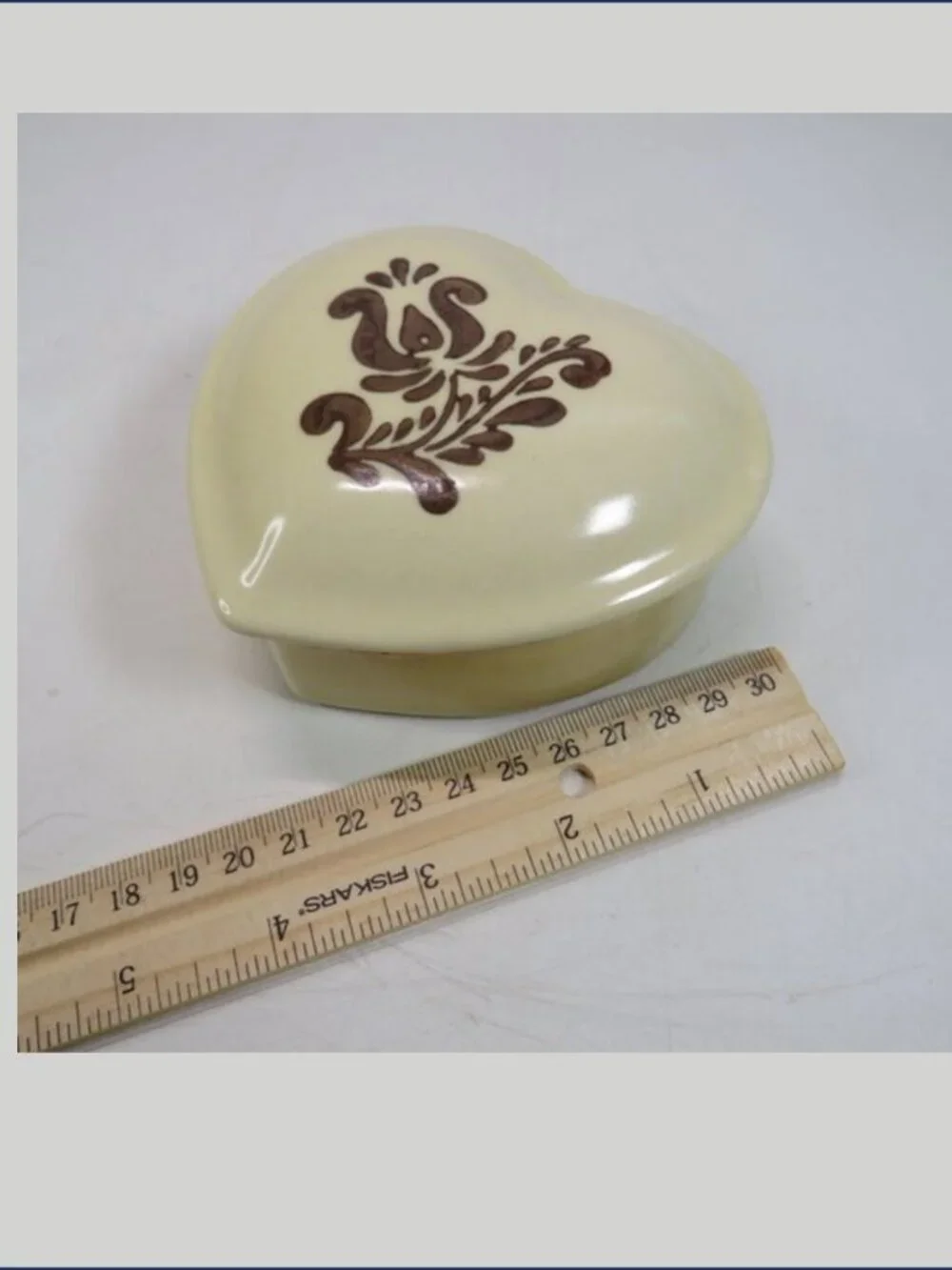 VTG Pfaltzgraff Village Heart Trinket Box Ceramic Covered Dish Rustic Farmhouse